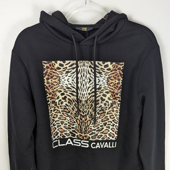 Cavalli Class by Roberto Cavalli Men's Leopard Graphic Hoodie Black Small NWT - Picture 4 of 10